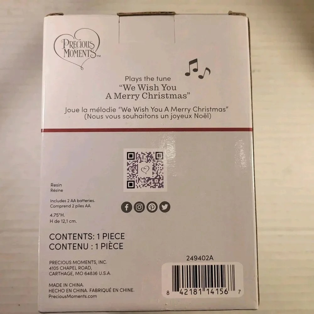 Precious Moments 249402A Snowman Holding Lantern Light Up Musical Figure NIB